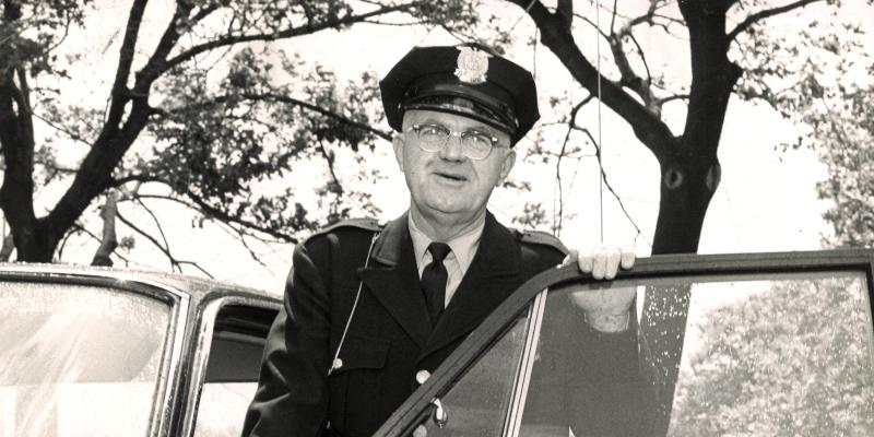 Chief Farley with police car